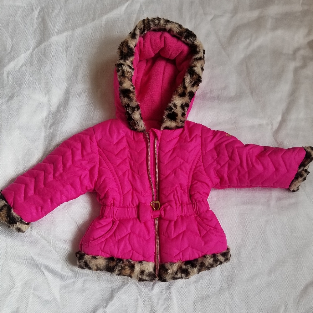 Pistachio Toddler Quilted  Puffer Jacket Leopard